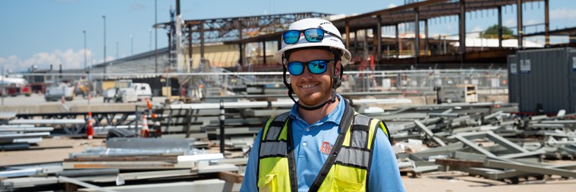 Mason at work on a job site